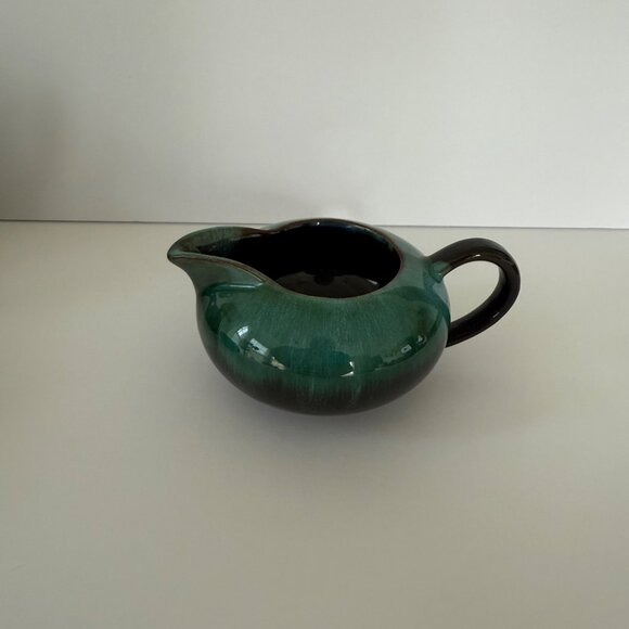 Vintage Ceramic Green Glazed Tea Set With Teapot Creamer & Sugar Bowl - Picture 2 of 11